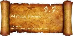 Váczy Ferenc névjegykártya